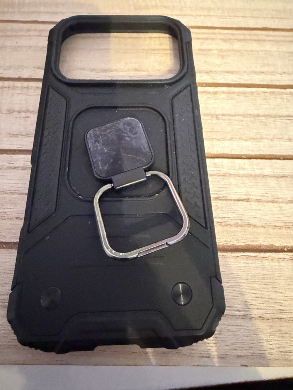 Black Rugged Phone Case with Metal Ring Holder